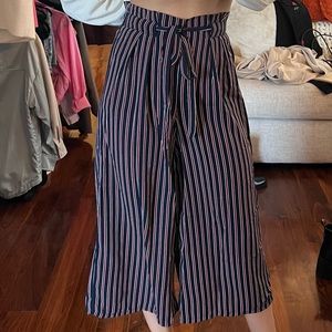 Striped Palazzo Pants w/ Tie Waist - Size XS